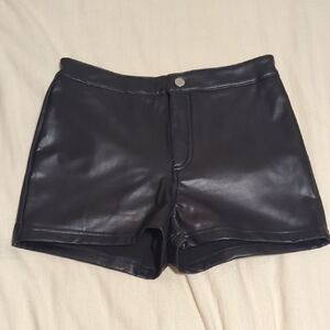 Forever 21 Black Faux Leather High Waist Shorts